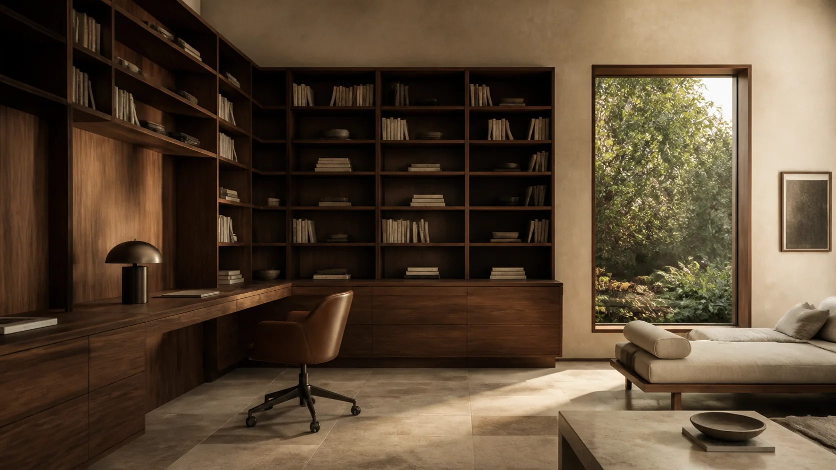 Biblioteca e home office com marcenaria integral sob medida