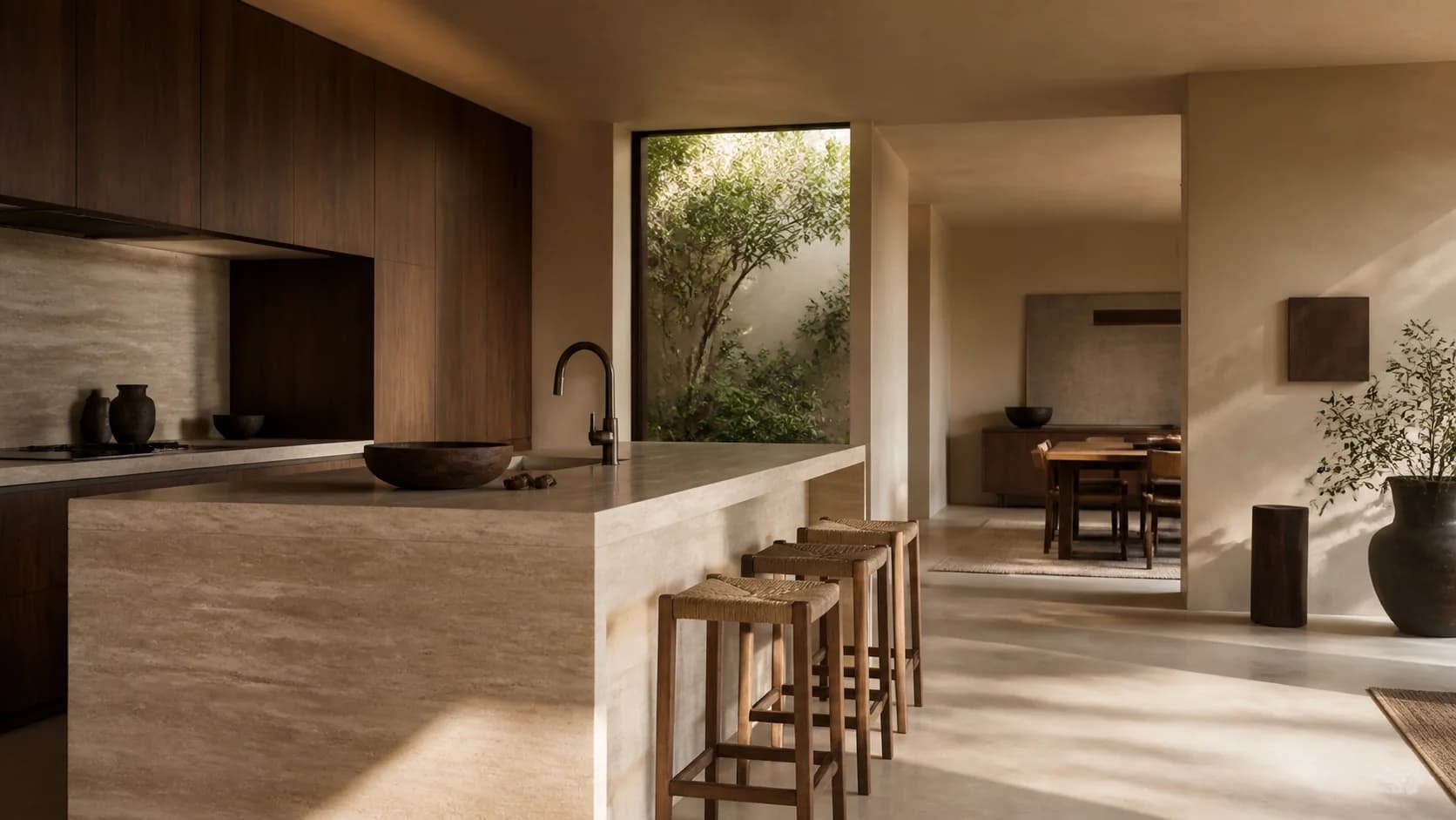 Luz natural em cozinha contemporânea